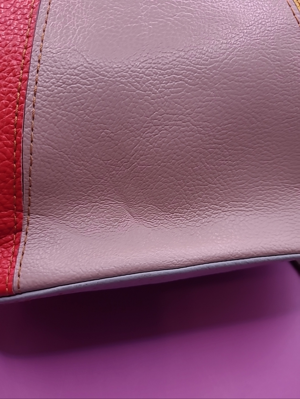 Amerileather Multicolor Panel Leather Crossbody Bag - Colorblock Red, Lavender - Picture 8 of 16